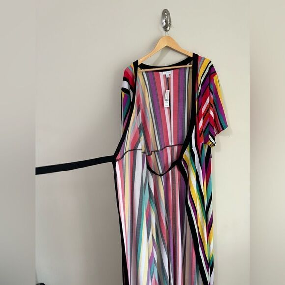 NWT New York & Company Multicolor Sheer Wrap Maxi Dress - Picture 10 of 13
